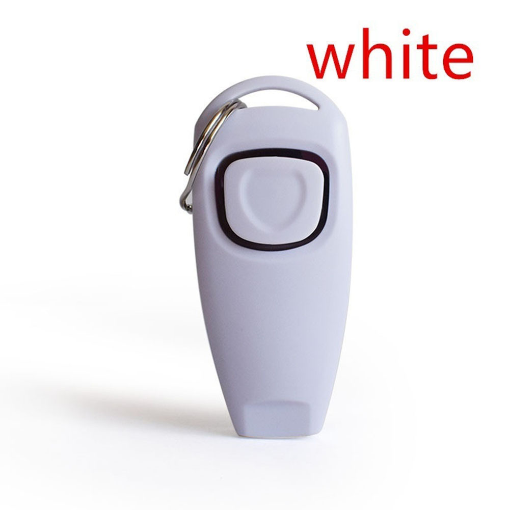 2 in 1 Multi-function Pets Clicker Whistle Dog Trainer Clicker with Keyring Pet Puppy Trainer Dog Flute + Clicker white
