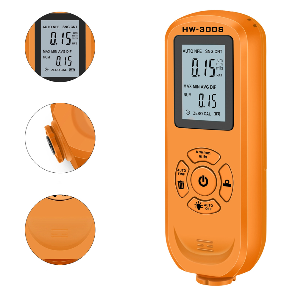 Hw-300s Paint Thickness Gauge Digital Meter Powder Coating Thickness Meter