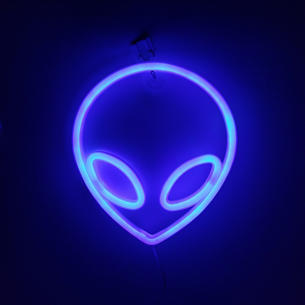 Alien Sign Desktop Lamp Nightstand Lamps USB Powered Night Light Hanging Alien Table Decoration For Living Room Bedroom Gaming Room Children's Room blue