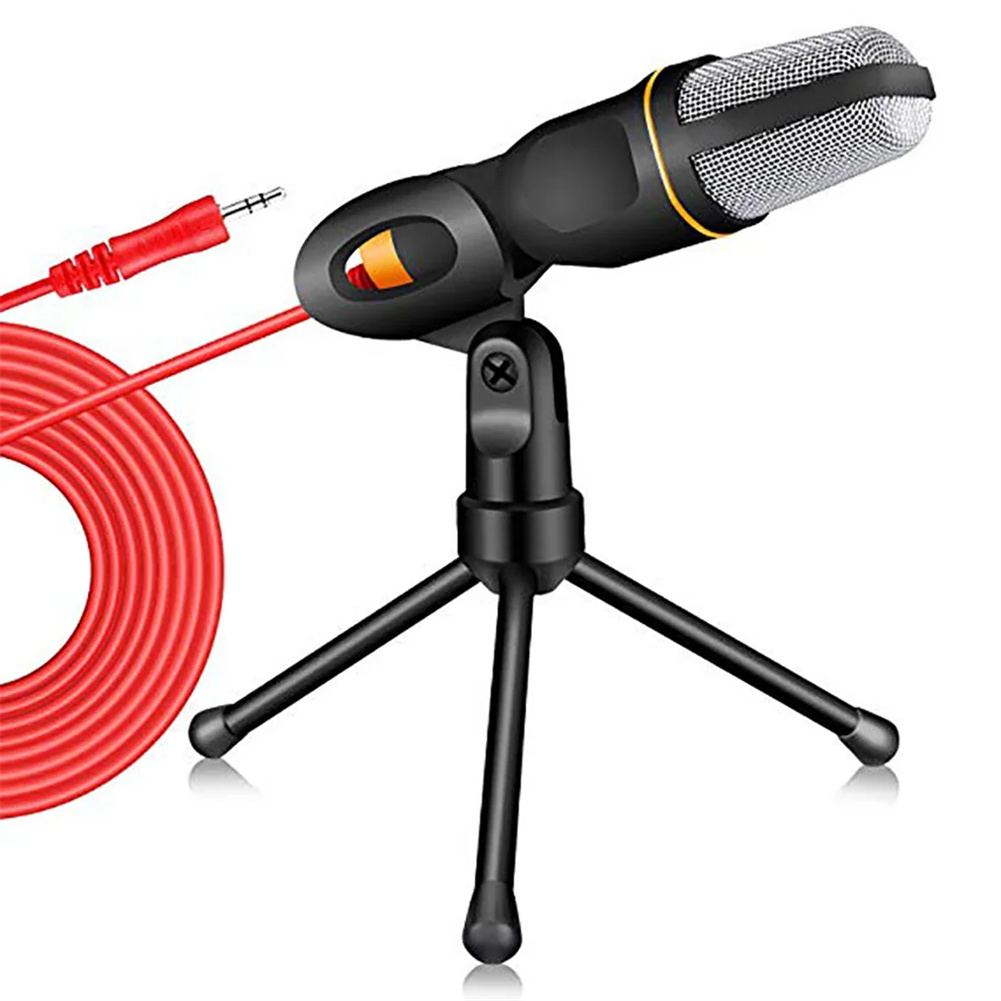 Uncover Your True Potentialy Microphone with Mic Stand Professional 3.5mm Jack Plug Play Recording Condenser Microphone Desktop Microphone Black