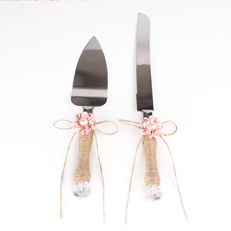 Wholesale Rustic Wedding Cake Knife And Server Set Bowknot Floral