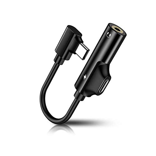 Type-C to 3.5mm Headphone Audio Jack 2-in-1 USB C AdapterAUX Wired Music Charging Converter for Samsung Huawei  black