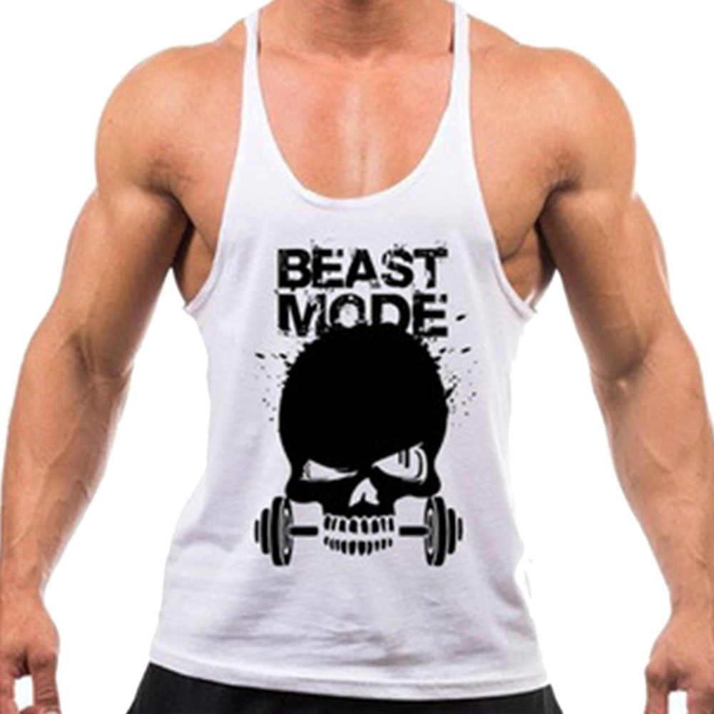 Wholesale Men Gym Skull Sleeveless Round Neck T-shirt Breathable Cotton ...