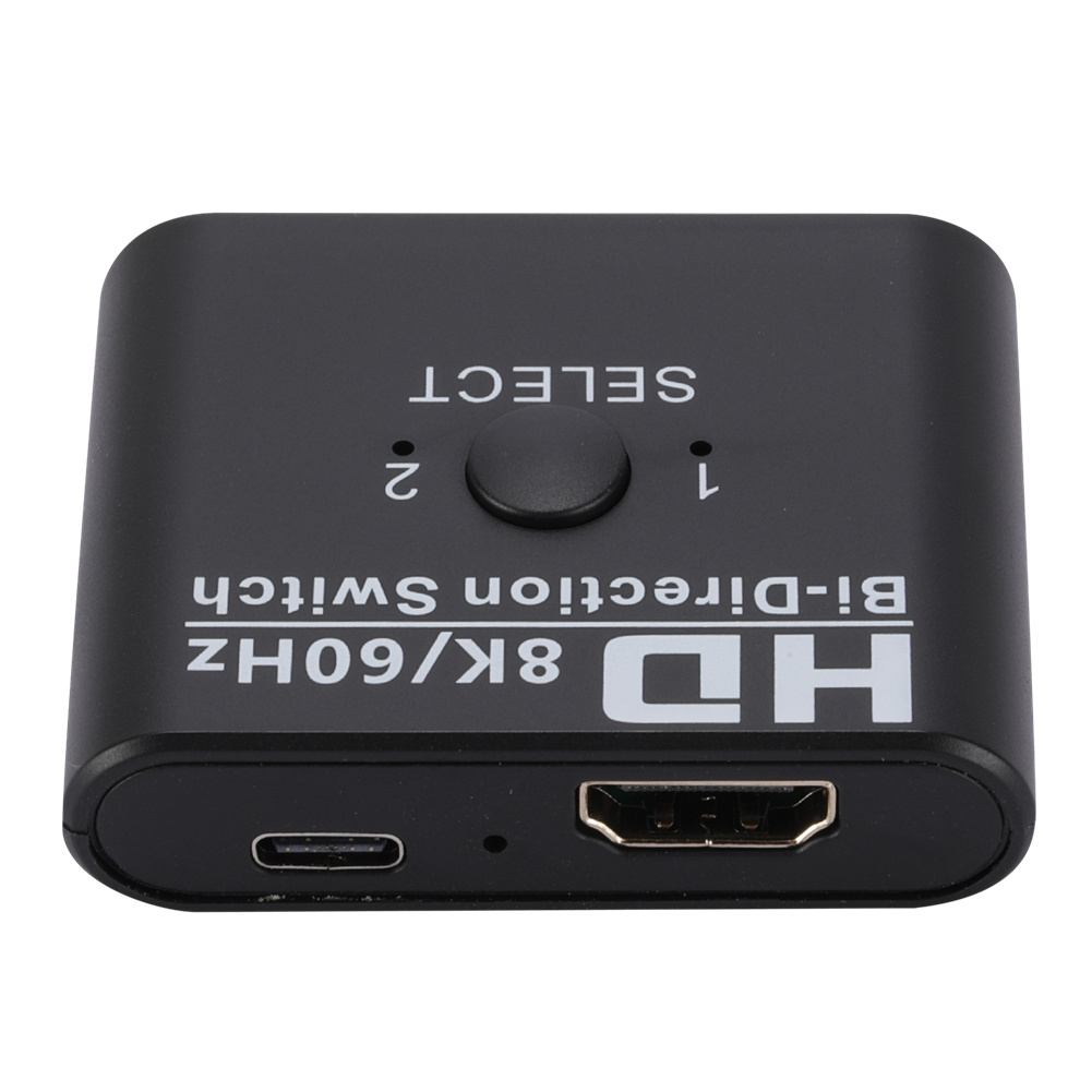 HD Multimedia Interface Bidirectional Switch Adapter Support 8K 60HZ Splitter ABS Bidirectional 2 In 1 Out/1 In 2 Out Switcher For Computers Laptops Monitors Projectors black
