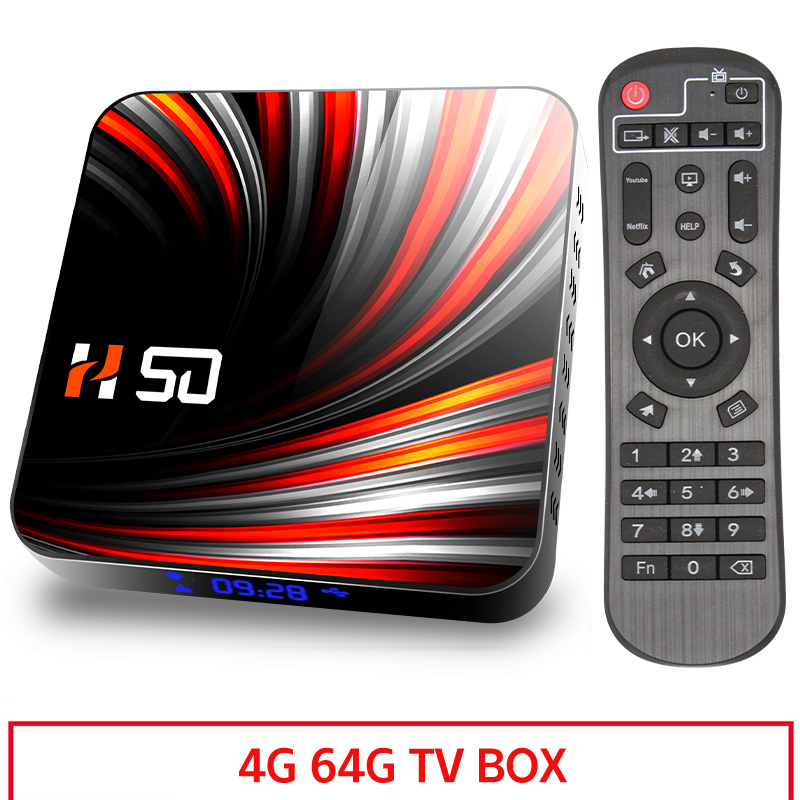 For Android Tv  Box Android 10.0 4k 4gb 32gb 64gb Media Player 3d Video Smart Tv Box 4+64G_US plug