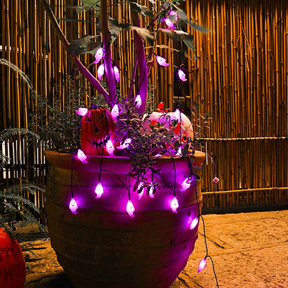 US 2m 20led Dual-mode Spider String Lights Halloween Decorations For Outdoor Indoor Ghost