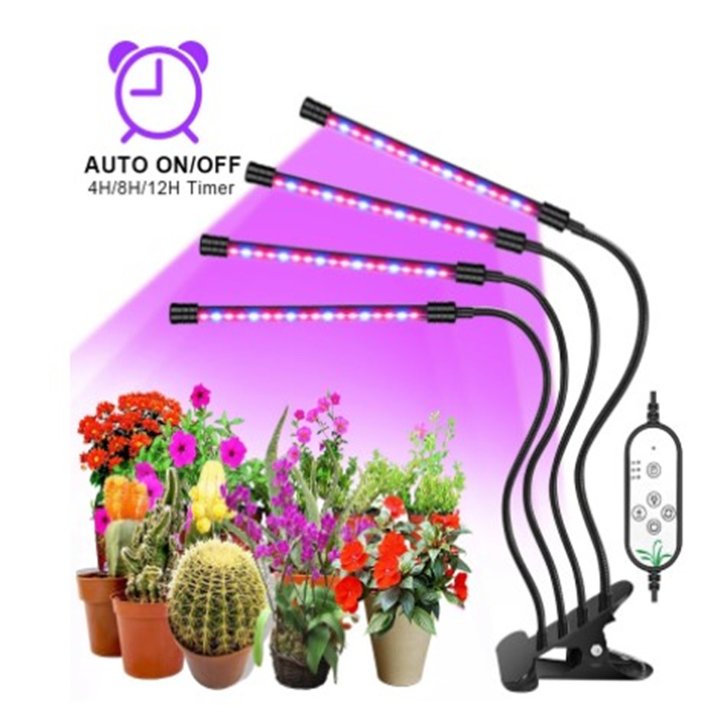 Metal Led Grow Light Usb Phyto Full Spectrum Lamp For Indoor Plants Seedlings Flower 36W--four heads
