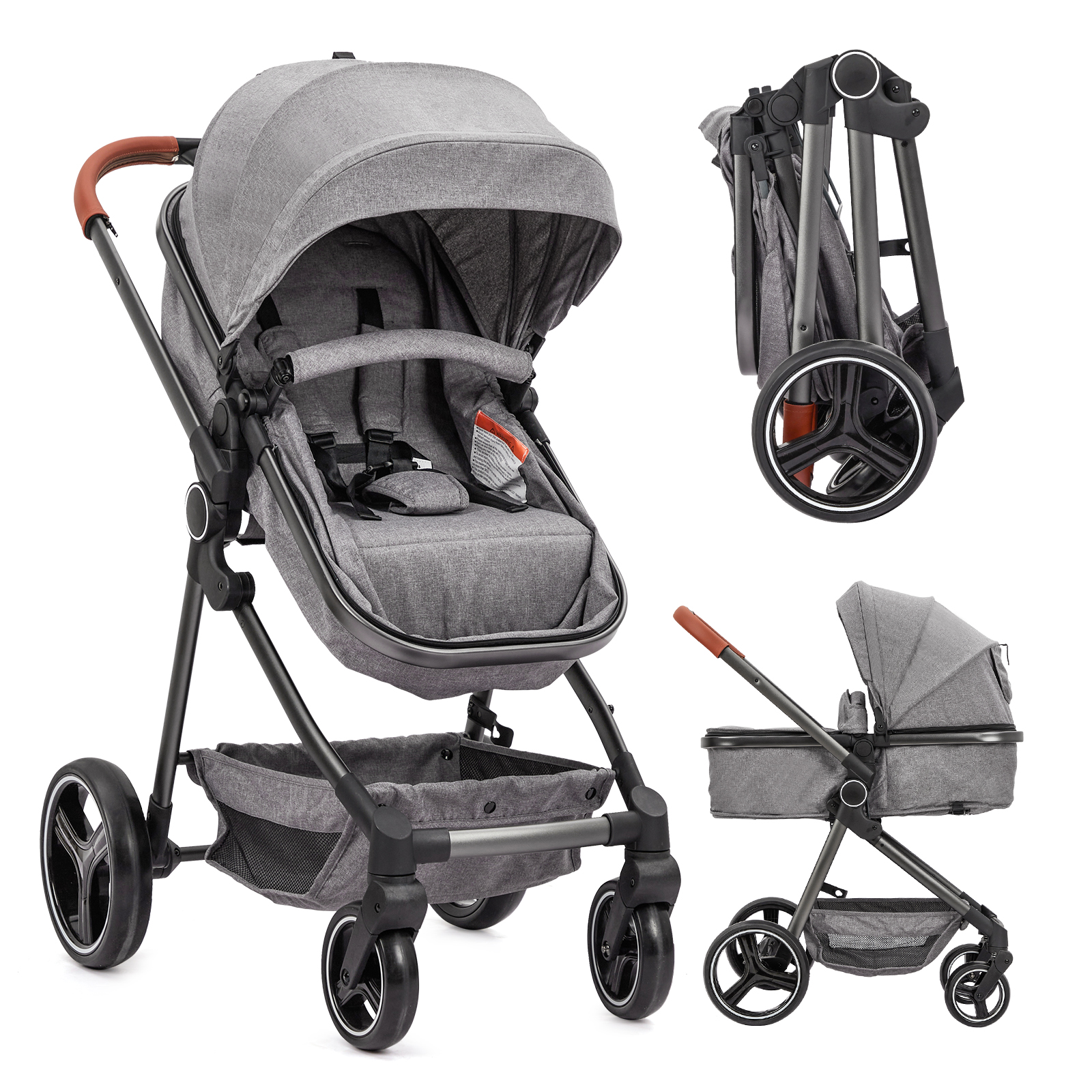 US GARVEE Baby Stroller for Toddler.Foldable Aluminum Alloy Pushchair with Adjustable Backrest.Bassinet Stroller Adjustable Direction & High Landscape Infant Stroller Gray