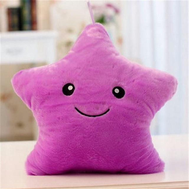 Dreamy 7 Colors Lighting Plush Star Shape Throw Pillow Toy for Birthday Party