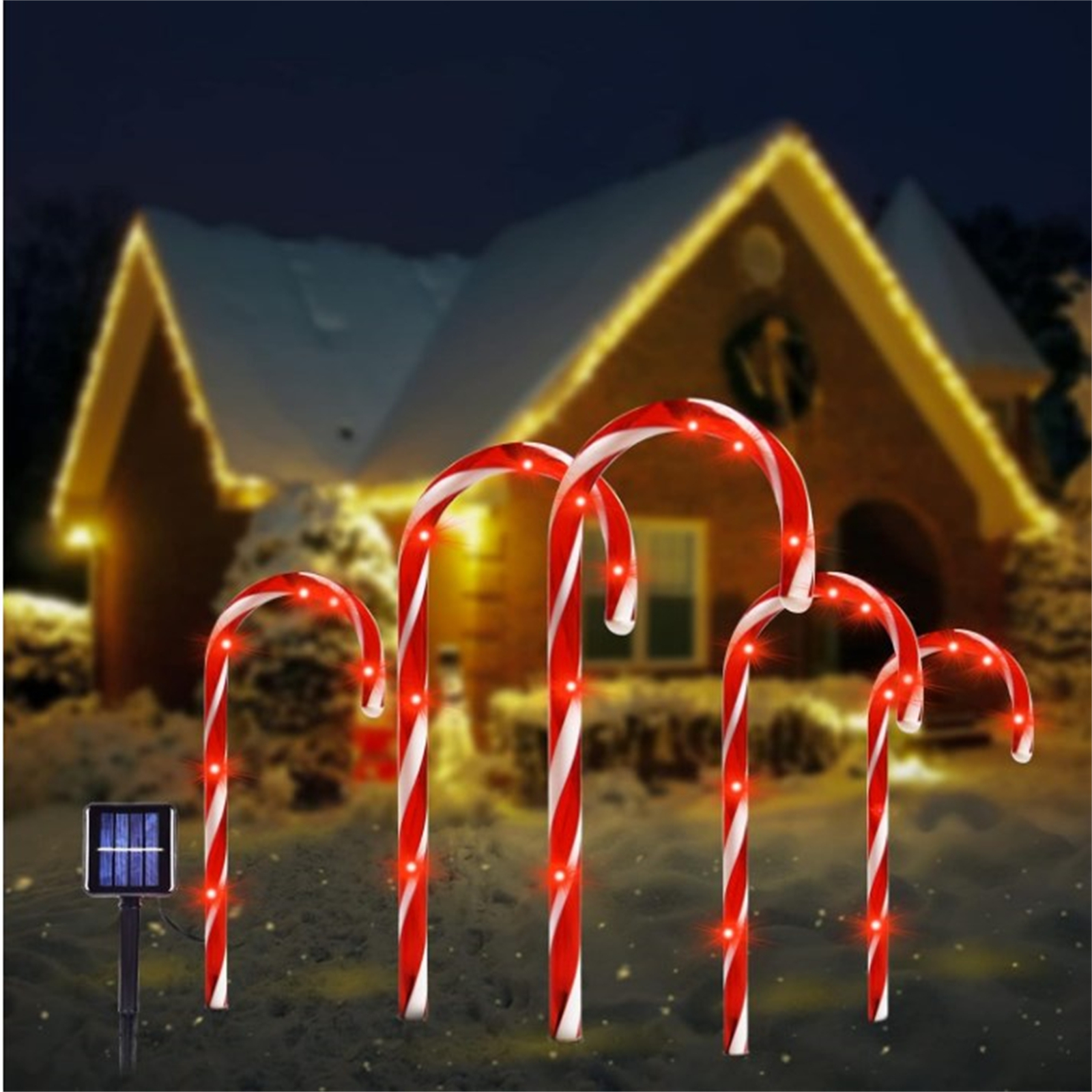 Breakthrough Solar Candy Cane Lights With Solar Panel Super Bright Energy Saving Outdoor Solar Lights For Garden Yard Street Park Decor One for five