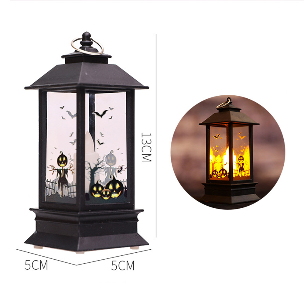 Halloween Led Electronic Candles Light Vintage Witch Castle Pumpkin Ornament