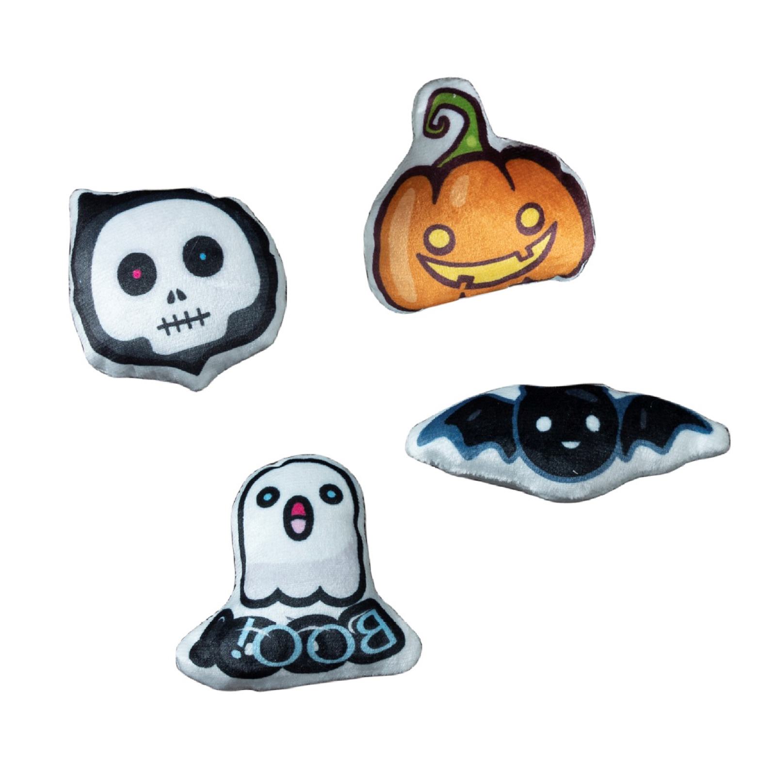 1pc/4pcs Cat Chew Toy Horrible Pumpkin Ghost Bat Skull Design Bite Resistant Stuffed Plush Toys Pet Gift For Kitten Cats 4pcs