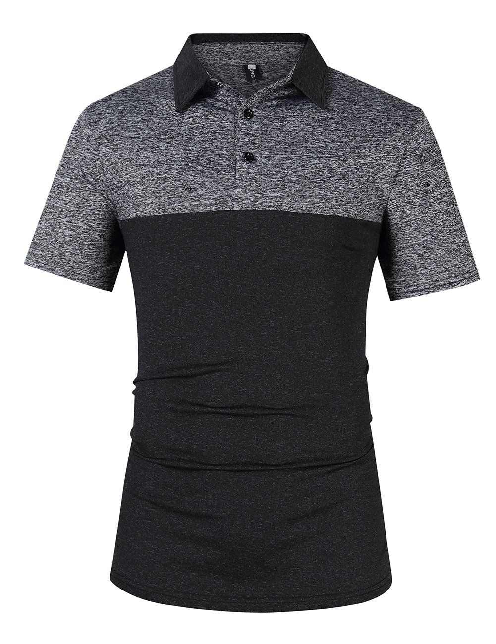 US Yong Horse Men's Quick-dry Turn-down Collar Short Sleeve Contrast Color Polo Shirt