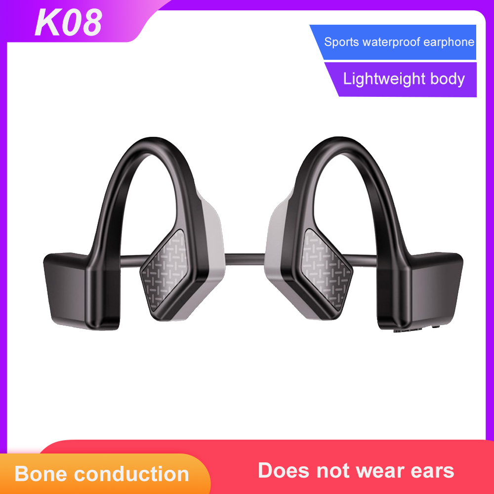 K08 Bluetooth 5.0 Headset Bone Conduction Headset Stereo True Wireless Waterproof Sports Headset Black
