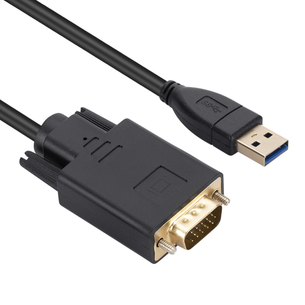 US Usb To Vga Projector Usb External Graphics Card Usb3.0 To Vga Converter Display Adapter Extension Cable black