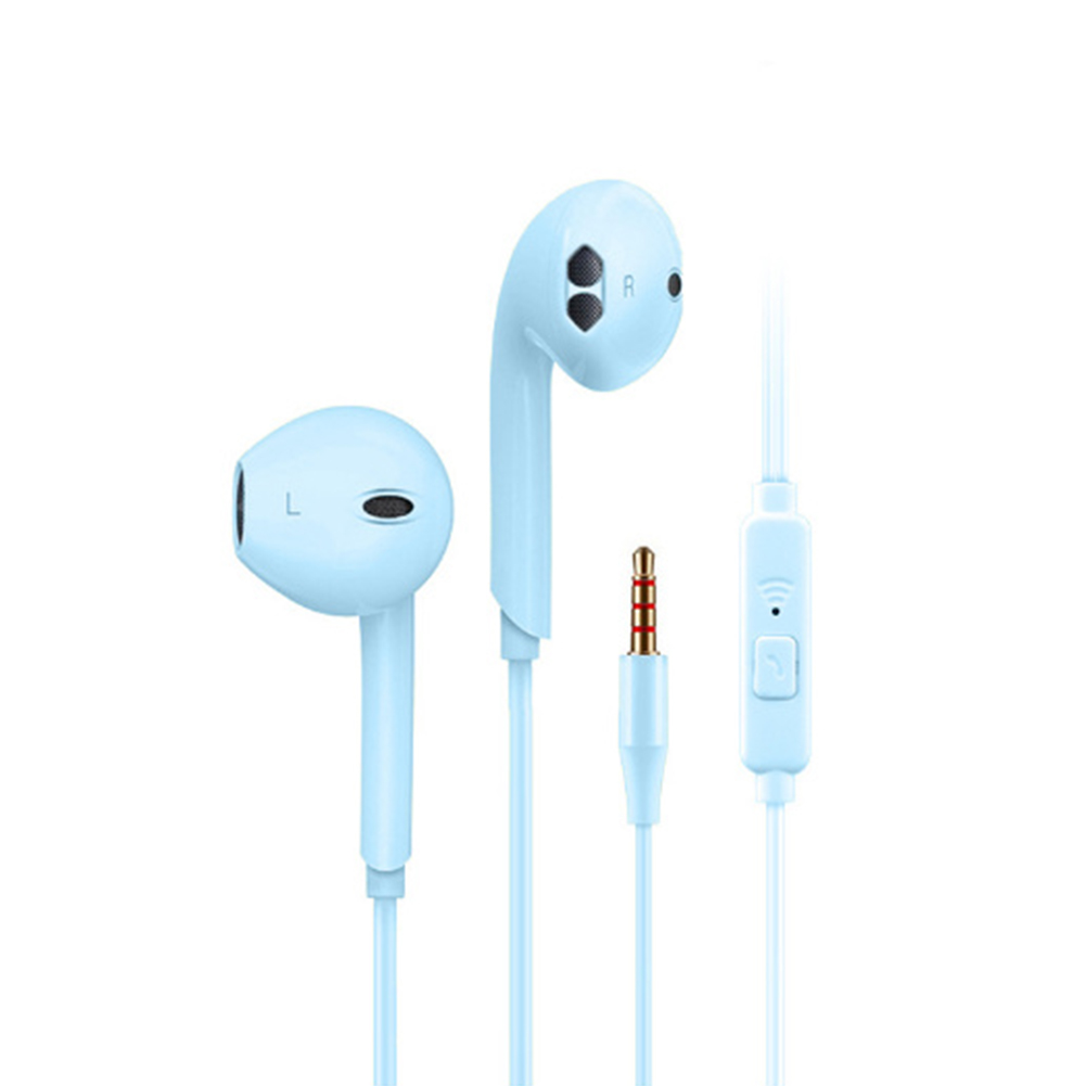 Macaron K08 Wired  Headphones, Noise Cancelling Stereo In-ear Earphone, Sport Music Headset, With Mic 3.5mm Jack Universal Earpods blue