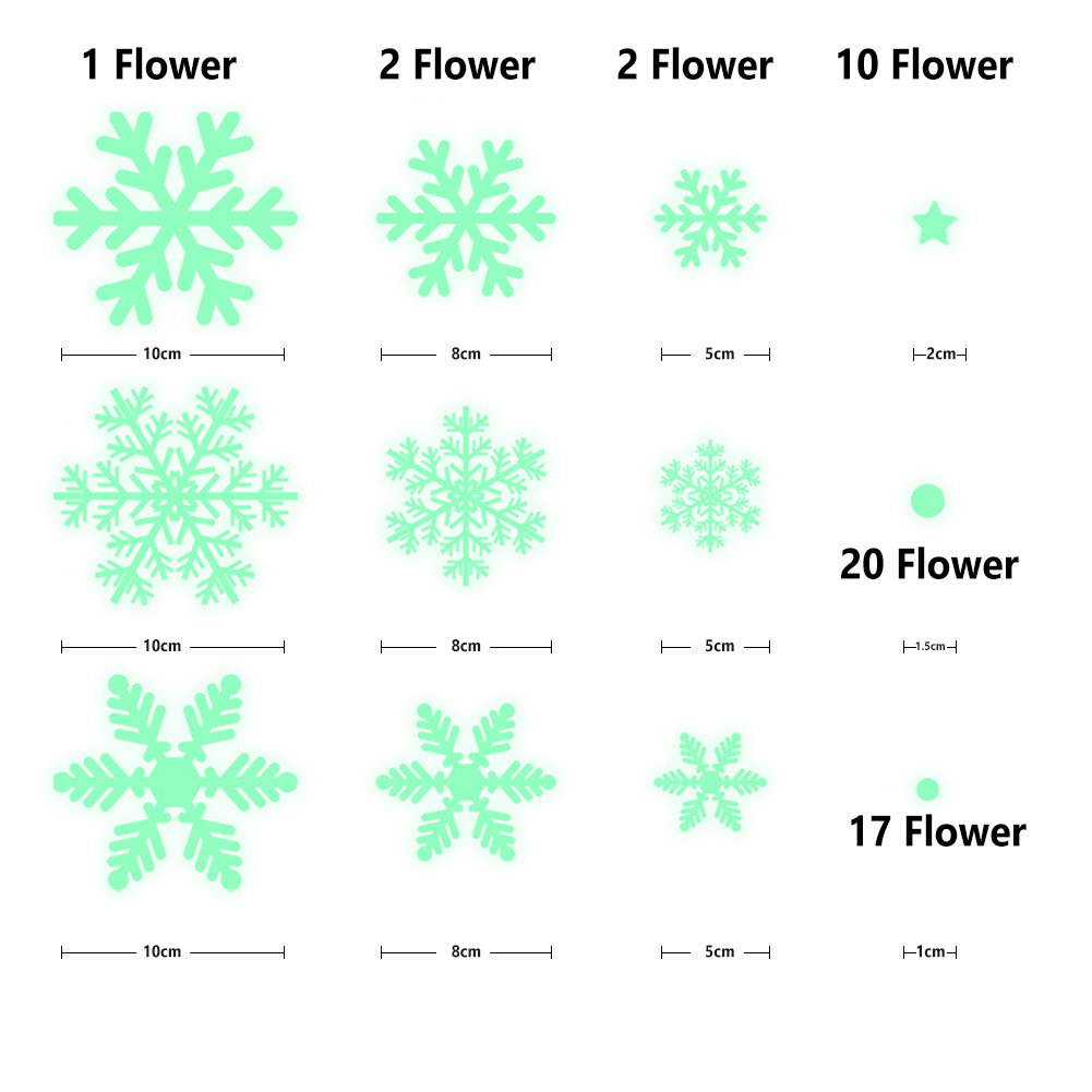 64pcs Christmas Luminous Stickers Fashion Snowflake Fluorescent Window Decals