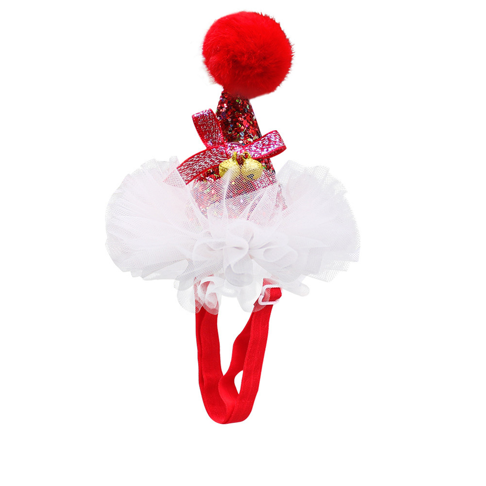 Pet Lace Christmas Hat Headdress Adjustable Drawstring Design