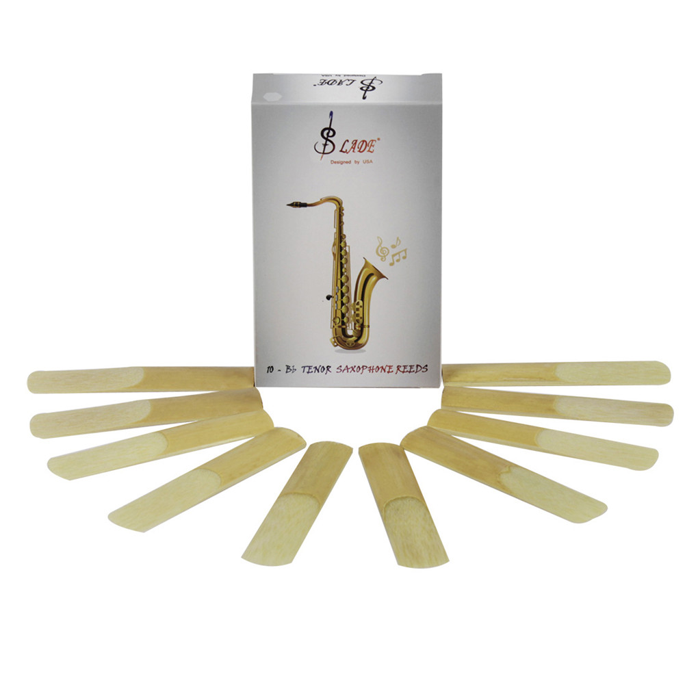 10Pcs Tenor Saxophone Reeds Strength 2.5 Instrument Accessories (Carton) Wood color