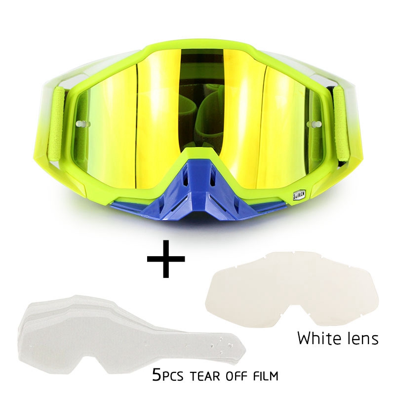 Motorcycle Riding Cross-country Goggles Outdoor Glasses Set with Transparent Lens and Tearable Film