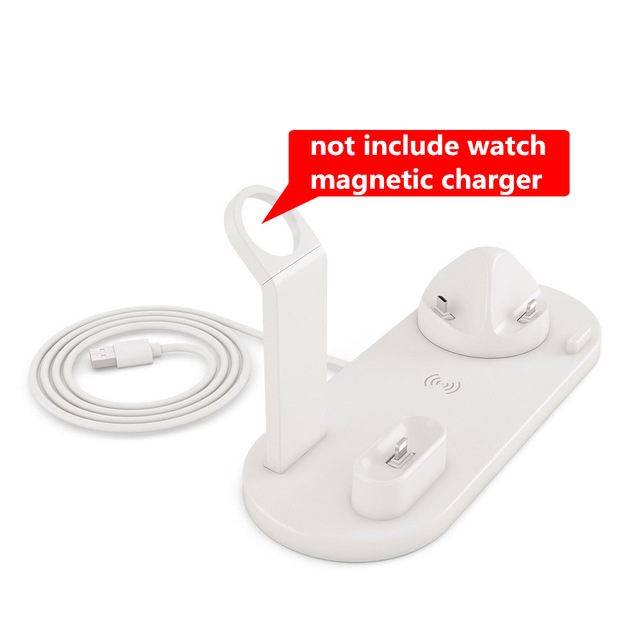 Wireless Charger 4-in-1 10W Fast Charging Stand for Apple Watch 5 4 3 Airpods Pro Station Dock For iPhone 11 XS XR X 8 white