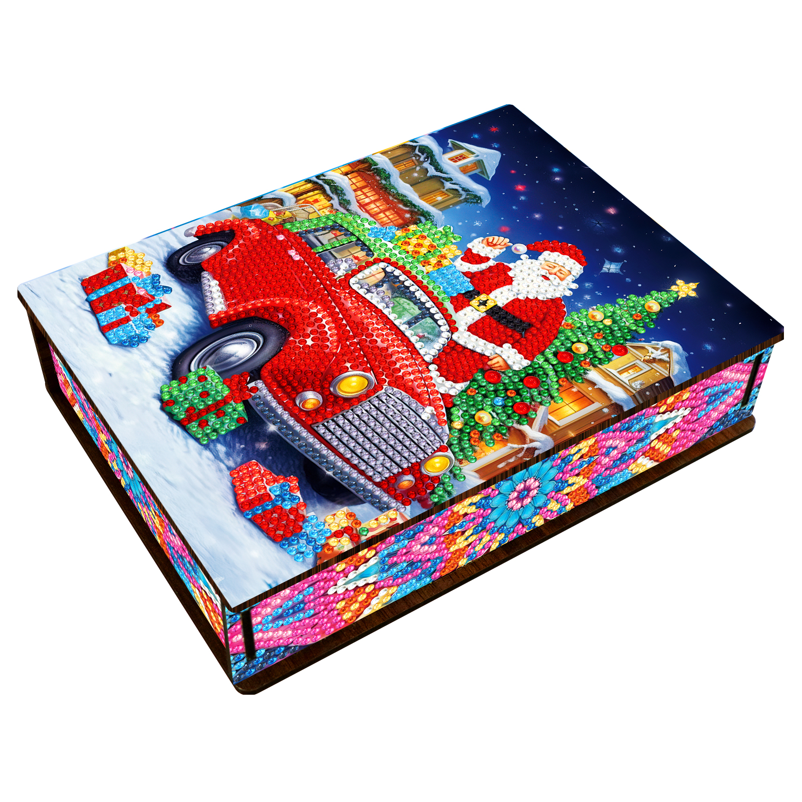 Christmas Wooden Diamond Painting Jewelry Box With Rhinestone Beads Accesorries Multifunctional Jewellery Organizer For Birthday Gift MH012