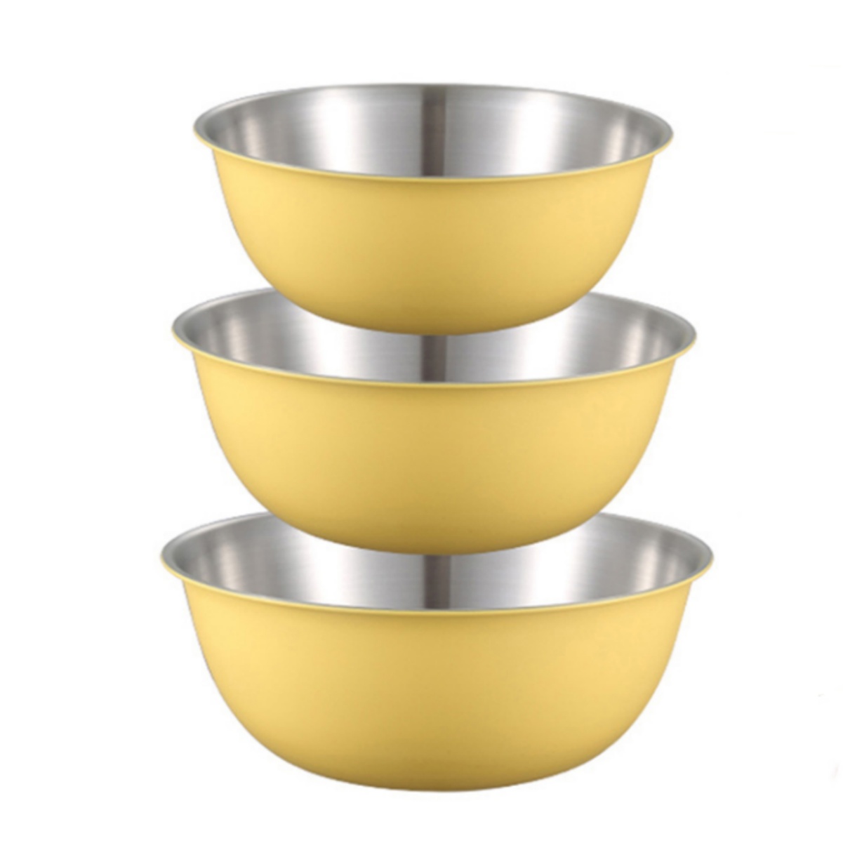 Stainless Steel Mixing Bowls (Set Of 3/4) Serving Bowls For Kitchen Salad Bowl With Scale Non Slip Colorful Storage Bowls For Healthy Meal Mixing Baking And Prepping 3-piece cream yellow-color box