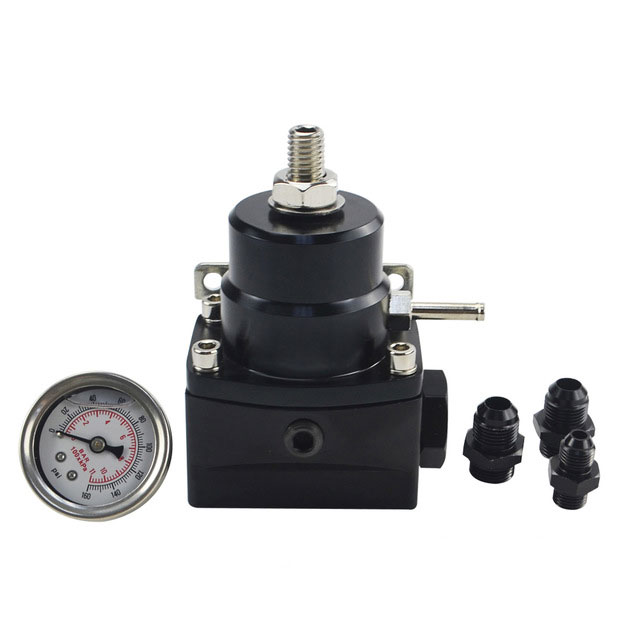 AN8 High Pressure Fuel Regulator W / Boost-8AN 8/8/6 EFI with Reinforcement black