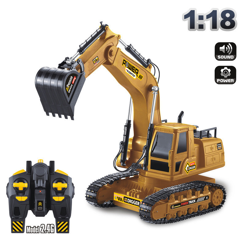 1:18 Engineering Vehicle 10 Channel Remote Control Excavator Simulation Large Electric Toy for Kids 6810L_1:18