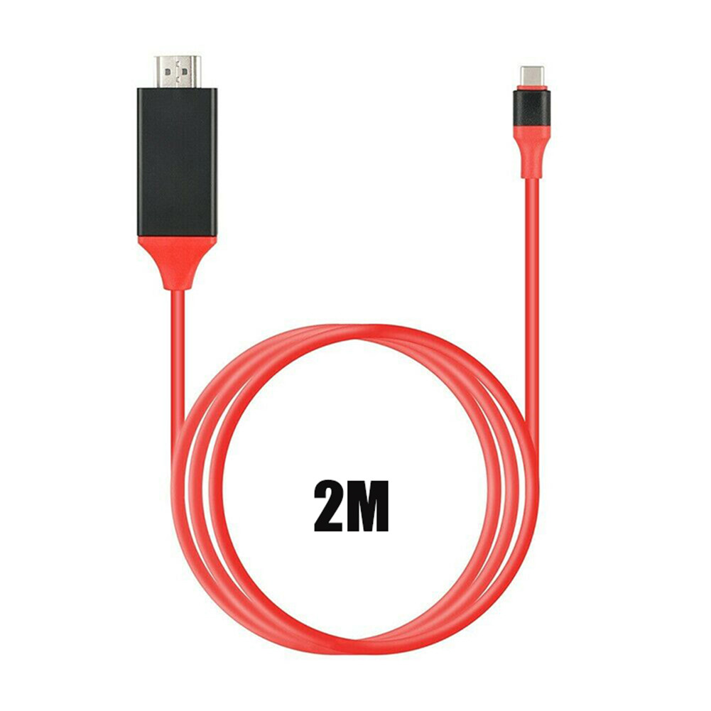 USB Type-C to HDMI HDTV Cable Adapter 4K 30HZ High Definition for PC Laptop Tablet Smartphone red