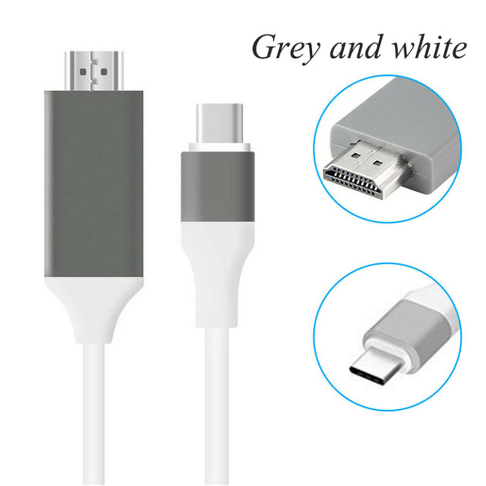 USB Type-C to HDMI HDTV Cable Adapter 4K 30HZ High Definition for PC Laptop Tablet Smartphone white