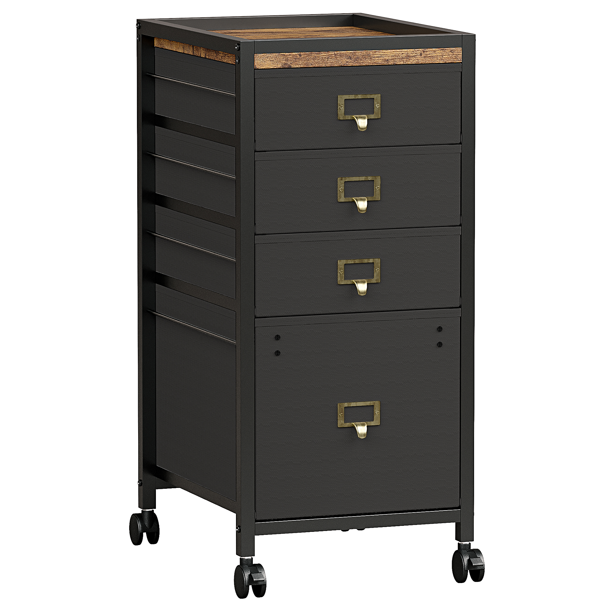 US GARVEE 4 Drawers Mobile Fabric File Cabinet, Metal Frame, MDF Top, Waterproof, Anti-Corrosive, Rolling Wheels, Home Office