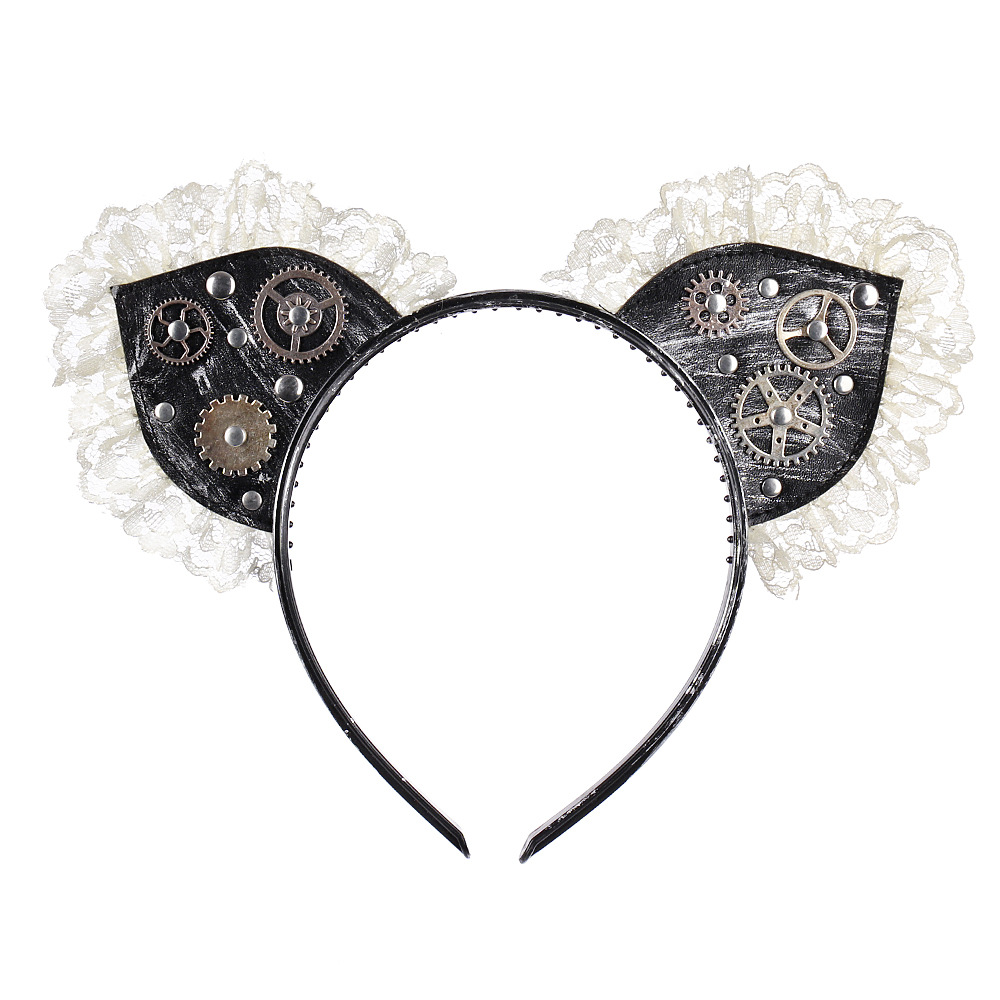 Wholesale Sexy Lace Cat Ears Headband Women Cosplay Fashion Hair Elastic Hoop For Carnival Party