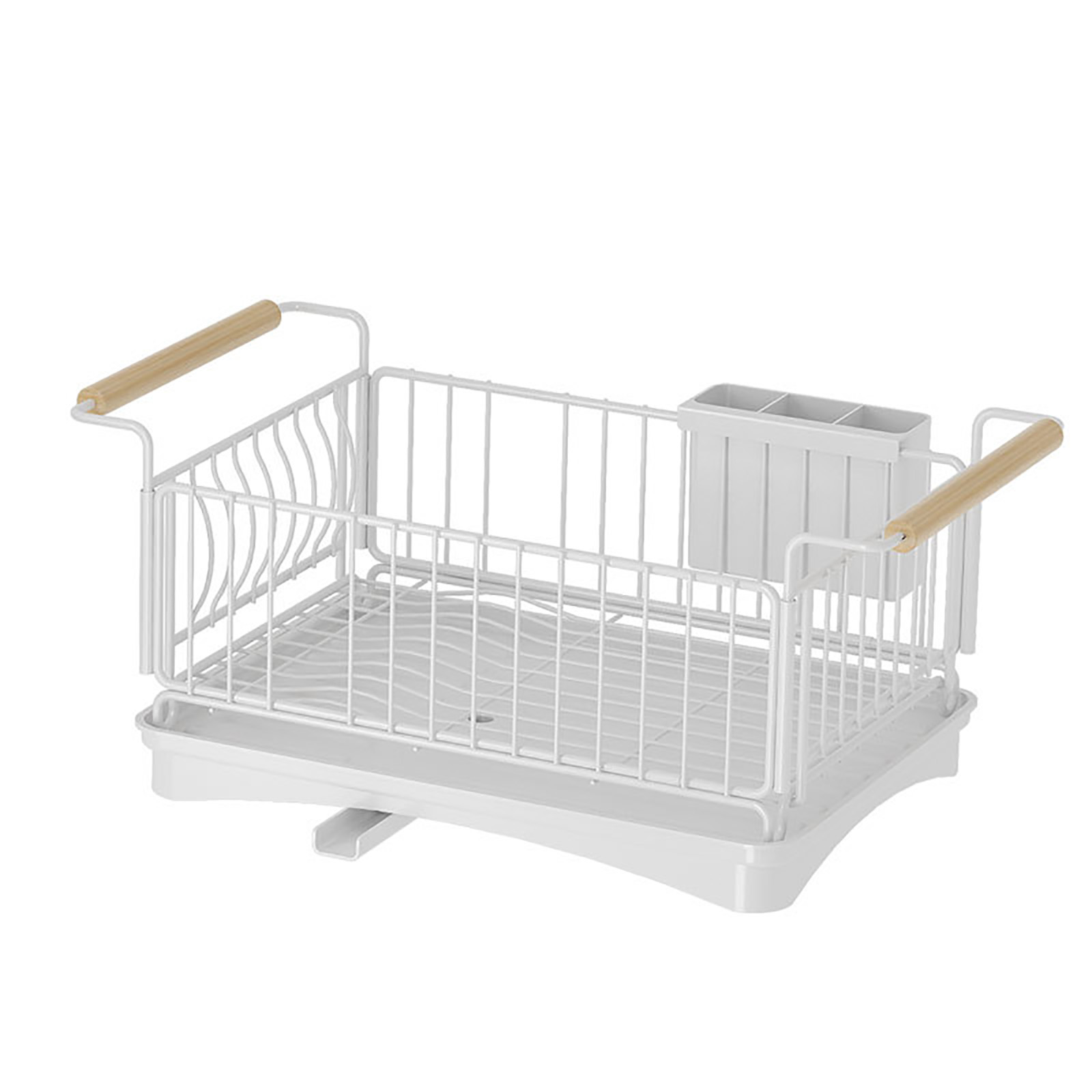 Dish Drying Rack Dish Drainer With Drainboard Utensil Holder Adjustable Swivel Spout Rustproof Dish Drainer Dish Drying Shelf Cleaning Tool For Kitchen Counter white