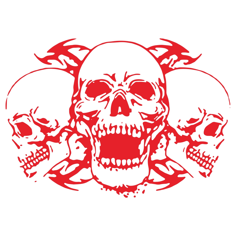 Skull Car Body Racing Side Door Long Stripe Stickers Auto Vinyl Decal red