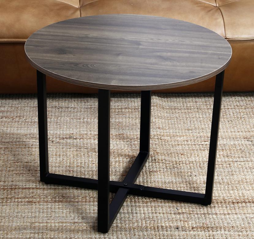 [US Direct] IDEALHOUSE 60CM Round Coffee Table - Grey