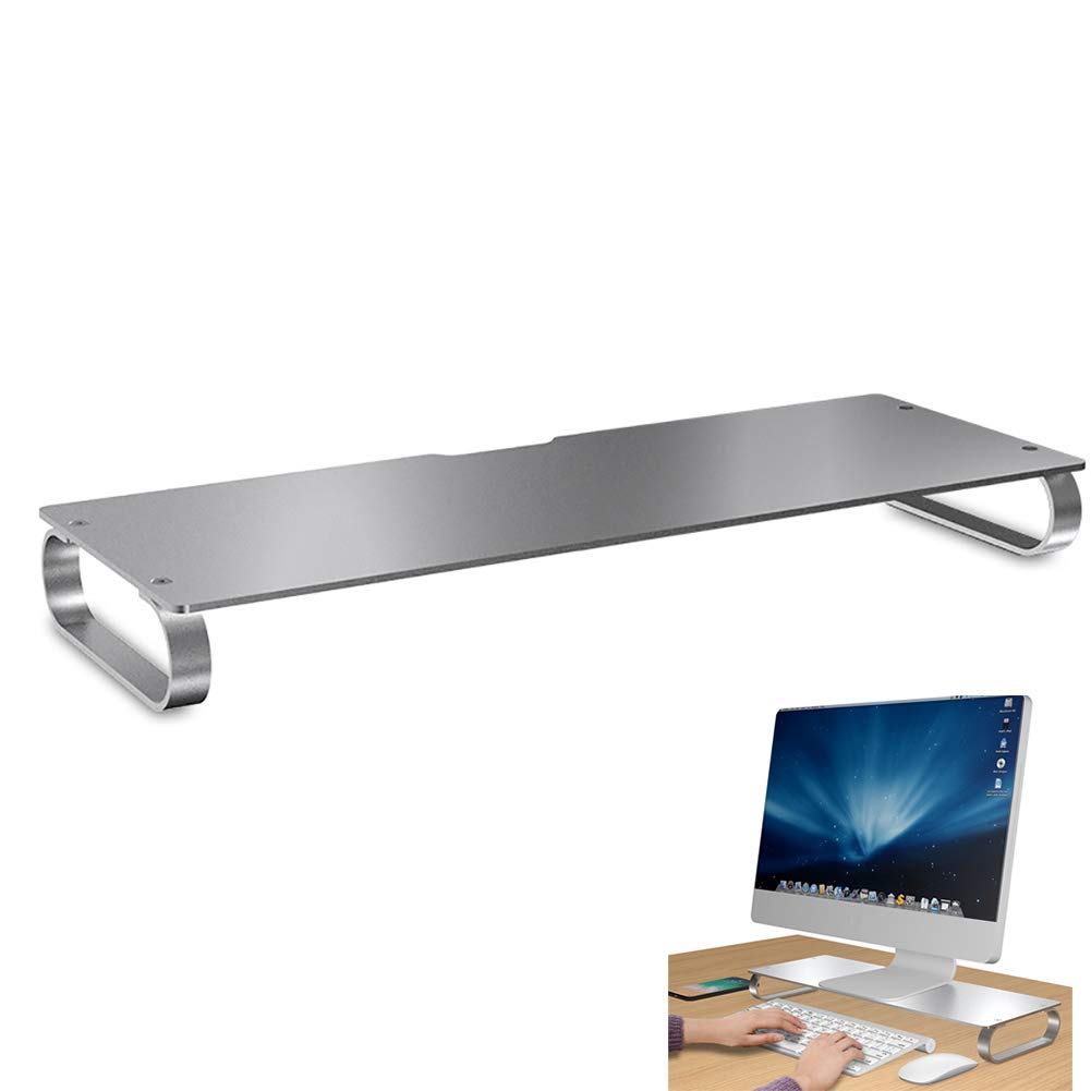 Aluminum Alloy Display Monitor Bracket Stand Increase Storage Space Laptop Desktop Computer Base Silver