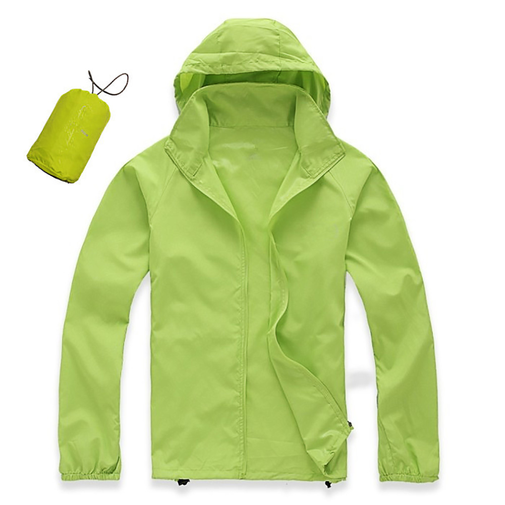 Outdoor Hooded Windbreaker Jacket For Men Women Sunscreen Windproof Quick-drying Large Size Coat For Fishing Cycling fluorescent green XS