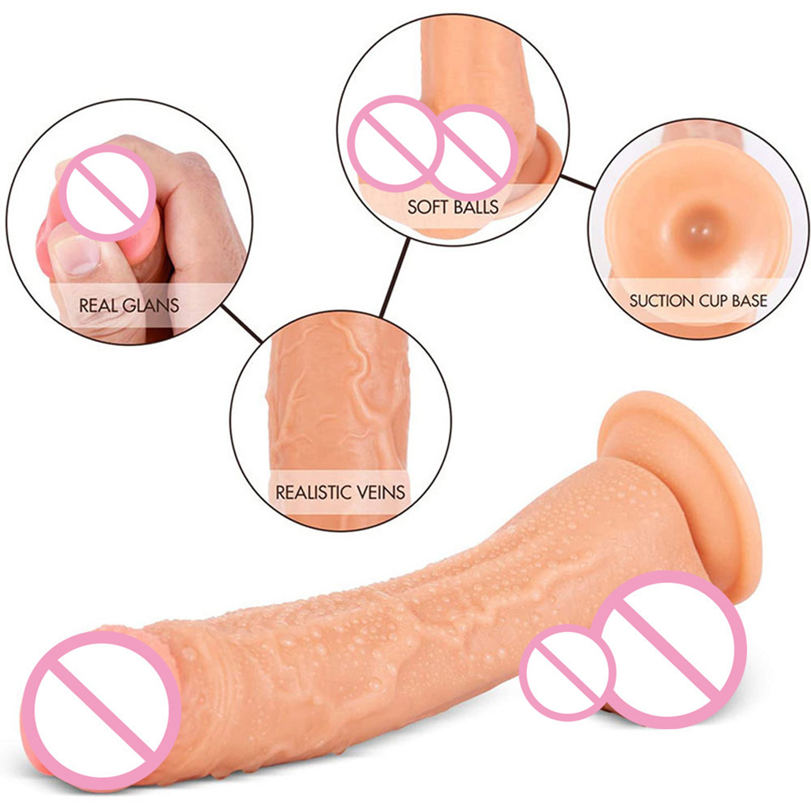 Wholesale Silicone Dildos Penis Fake Penis Manual Dildo Vibrators Masturbators Adult Sex Toys With Powerful Suction Cup Base flesh color From China