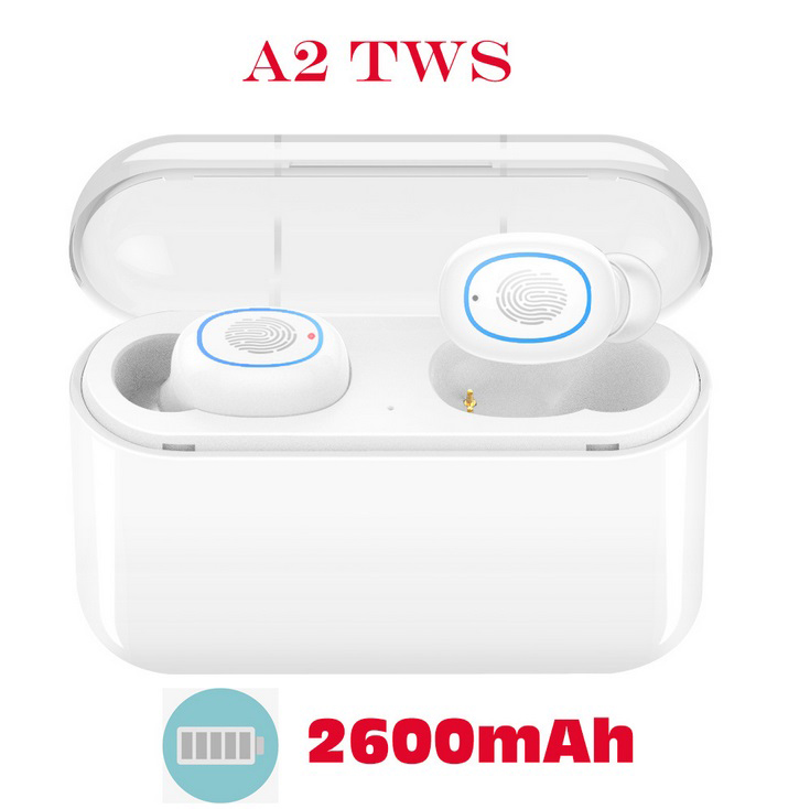 TWS Bluetooth 5.0 Earphones Headphones In-ear Headset Sports Earbud for android ios all smart earphone White 2600 mAh