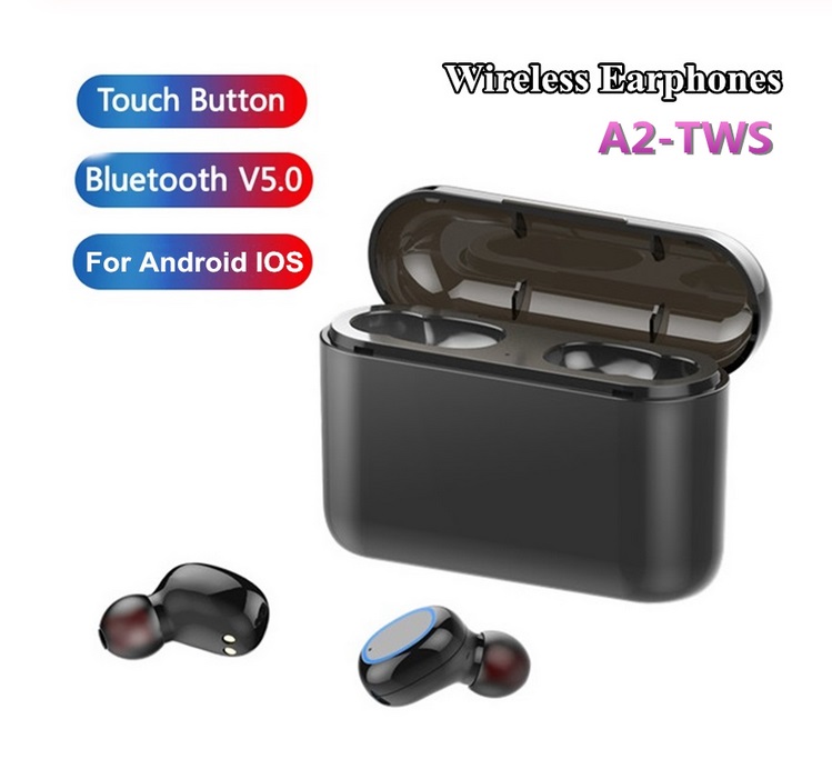 TWS Bluetooth 5.0 Earphones Headphones In-ear Headset Sports Earbud for android ios all smart earphone Black 2600 mAh
