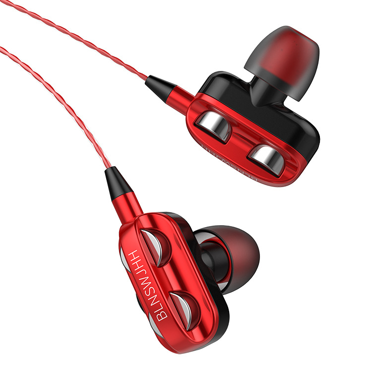 Wired Earphone HiFi Super Bass 3.5mm In-Ear Headphone Stereo Earbuds Ergonomic Sports Headsest Birthday Gift Red