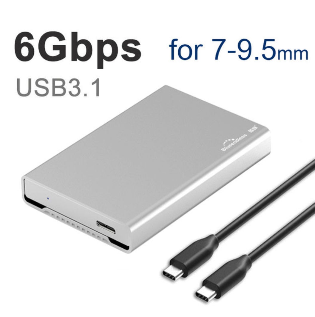 HDD Enclosure 2.5'' Mobile Hard Disk Case Type-C SATA USB 3.0 All Metal Shell Notebook External Hard Disk Box   9.5mm / C-C port