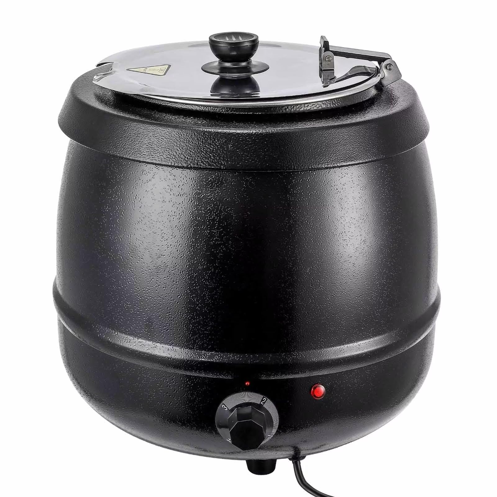 US GARVEE Commercial Grade Soup Kettle 10.5QT Soup Kettle Warmer with Hinged Lid Black