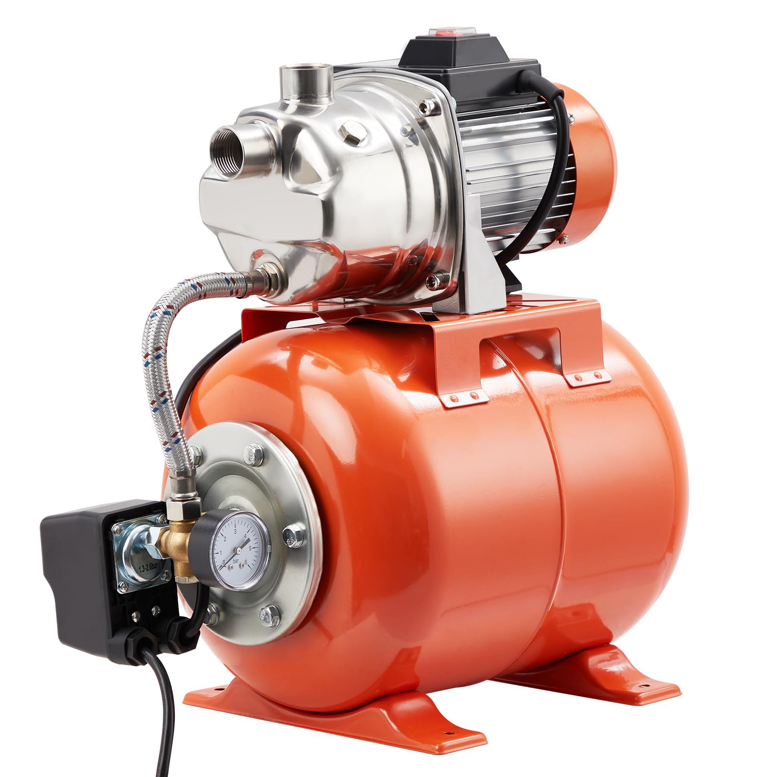 US GARVEE 3/4HP Shallow Well Pump with Pressure Tank Stainless Steel 115V Irrigation Pump