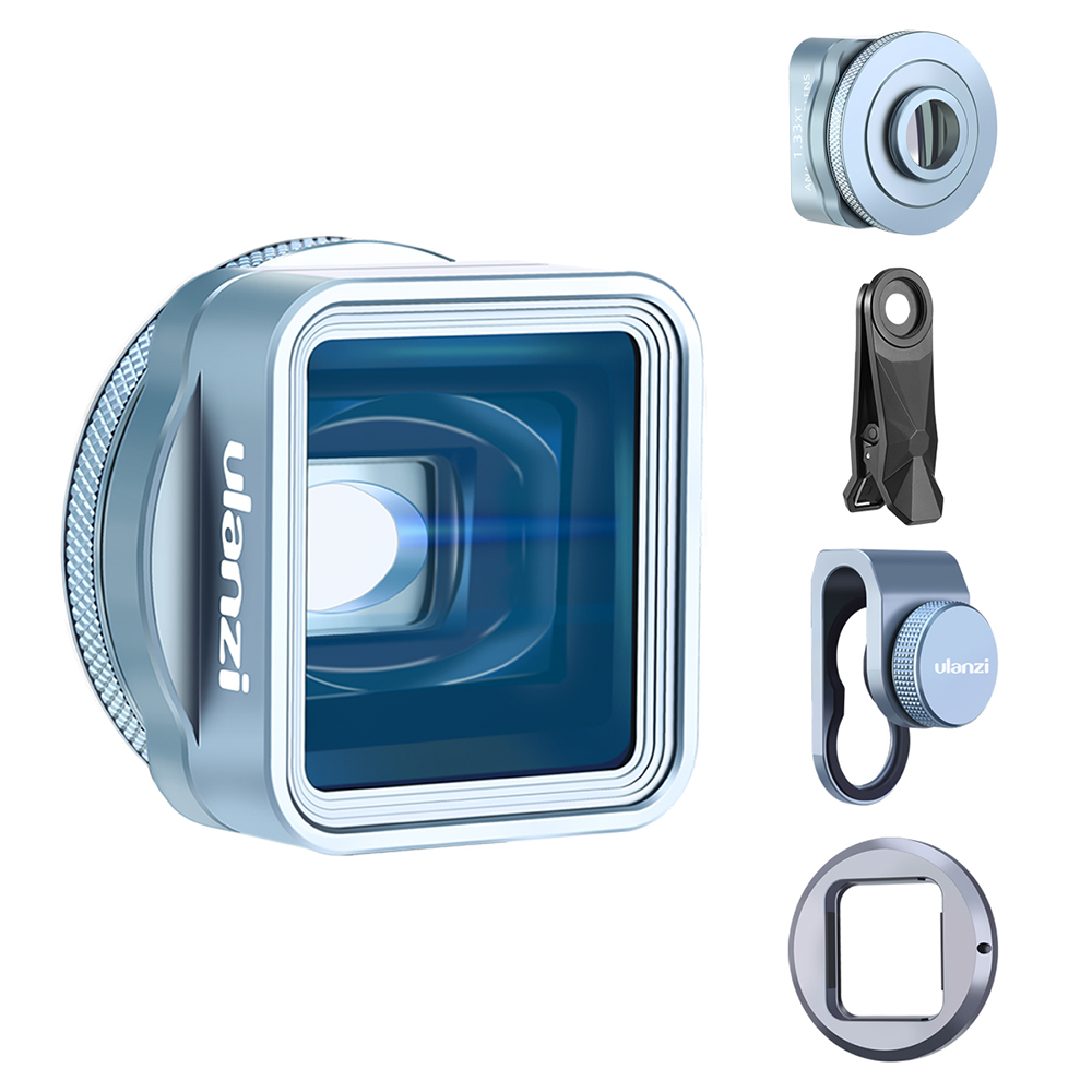1.33XT Anamorphic Lens Widescreen Movie Videomaker Filmmaker with 52mm Filter Adapter for iOS iPhone Android Smartphones Silver
