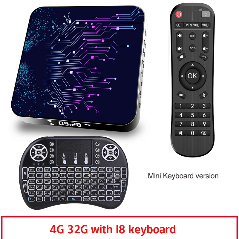Media  Player 2+16g Abs Material Tp02 Rk3318 Android 10 Tv Box With Remote Control 4+32G_US plug+I8 Keyboard