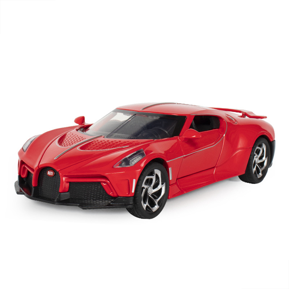 Alloy Simulation 1:24 Night Sound Sports  Car  Model Sound Lights Children Pull-back Toy Home Office Decoration Collection Red