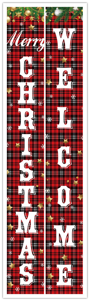 US Christmas Style Decorative Curtains Banners Outdoor  Decoration Ornaments Couplet 30x180cm
