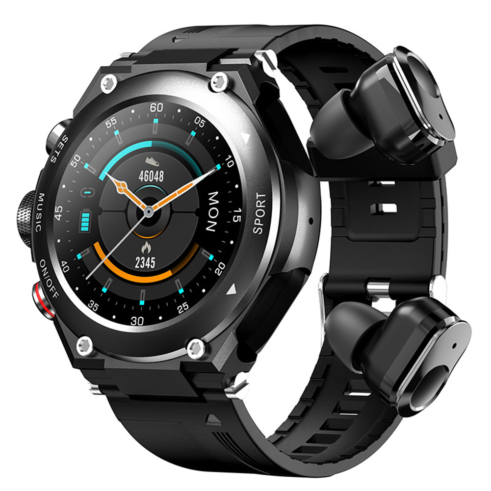 T92 Smart Watch 2-in-1bluetooth-compatible Earphone Call Multi-sport Mode Heart Rate Blood Oxygen Monitoring Smartwatch black